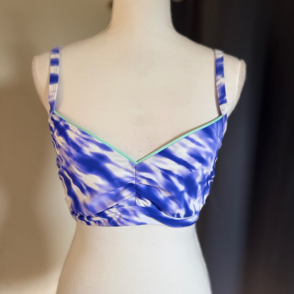 Seafolly Australia Bikini Top Women 12DD Blue Tie‎ Dye Swimwear Beach
